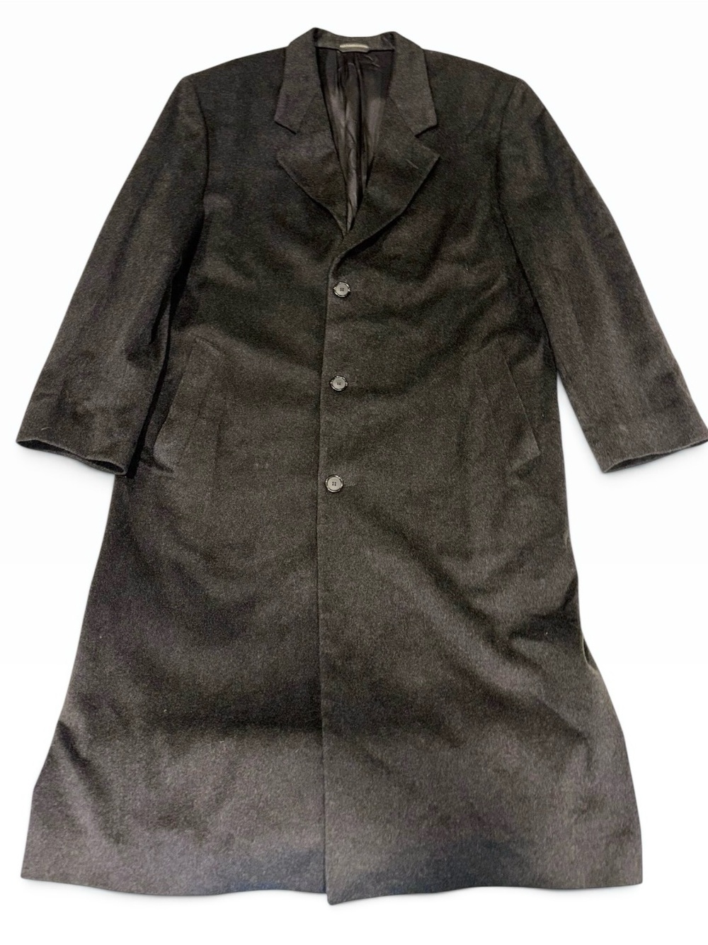 Vintage Mark Shale Long Overcoat Black Cashmere Wool Luxury Top Coat Men’s 46L - Picture 5 of 9